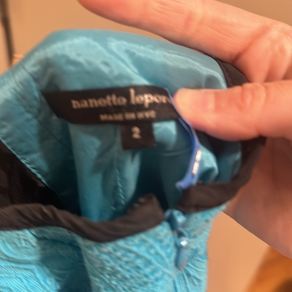 Nanette Leopore blue embroidered dress with black trim - Picture 4 of 4